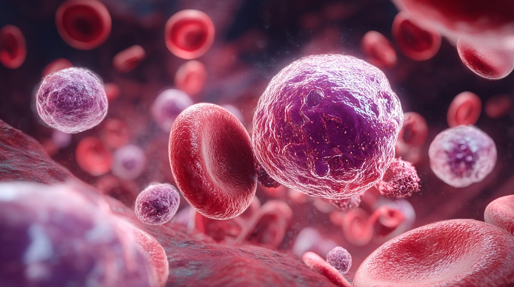 Medicinska ilustracija monocita kao najvećeg belog krvnog zrnca u krvotoku