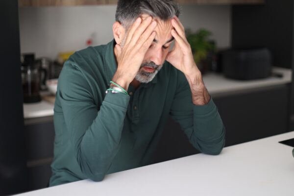 muškarac srednjih godina se drži za glavu